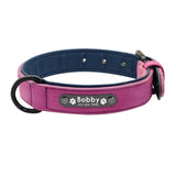 Custom Engraved Leather Dog Collar - Personalized with Your Pet's Name - PawsMartOnline Purple / Small