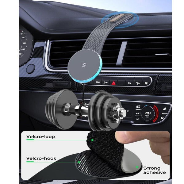 MagSafe Wireless Car Charger with RGB LED & Flexible Mount