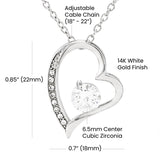 Forever Love Necklace with CZ Crystal - PawsMartOnline Jewelry 14k White Gold Finish / Mahogany Box with LED Spotlight