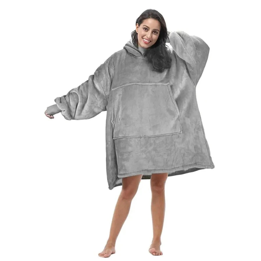 Blanket Hoodie – Oversized Blanket Hoodie with Pockets, One Size