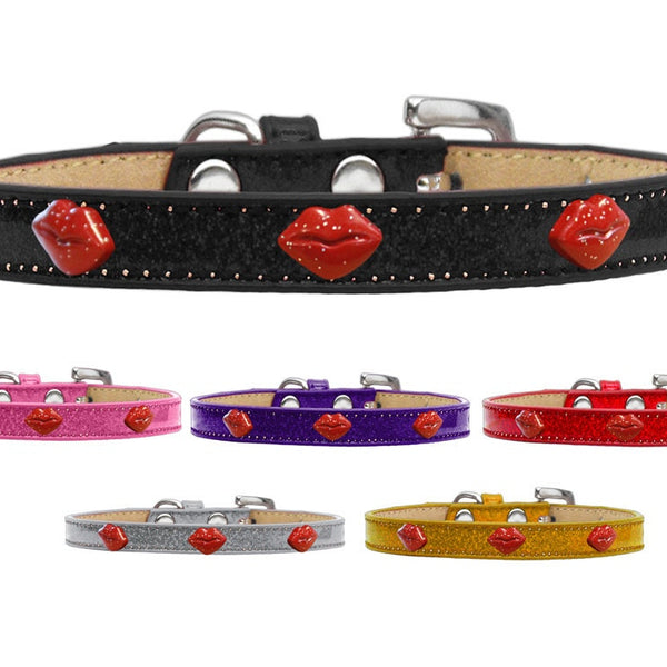 Red Glitter Lips Dog Collar - Stylish and Durable - PawsMartOnline Pets