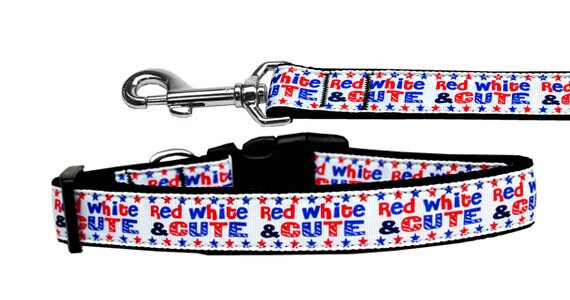 Red, White, and Cute Nylon Collars and Leashes for Dogs and Cats - PawsMartOnline Pets