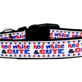 Red, White, and Cute Nylon Collars and Leashes for Dogs and Cats - PawsMartOnline Pets Cat Collar