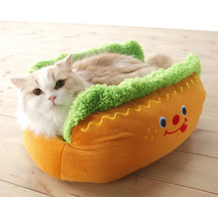 Hot Dog-Themed Pet Bed – Cozy, Stylish, and Perfect for Small Pets - PawsMartOnline