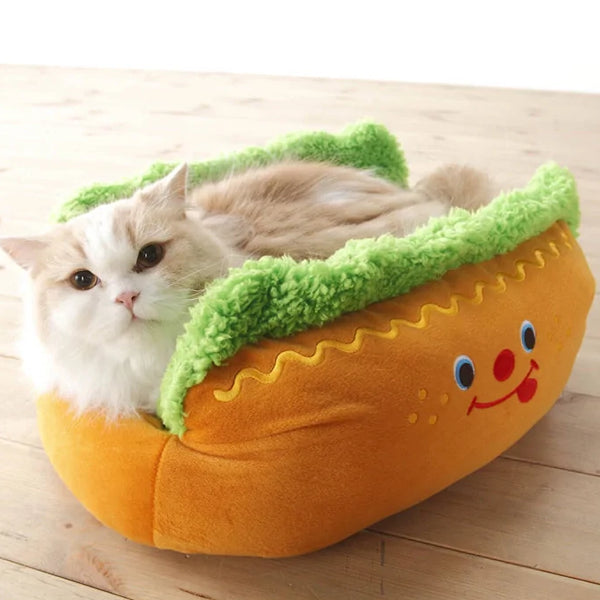 Hot Dog-Themed Pet Bed – Cozy, Stylish, and Perfect for Small Pets - PawsMartOnline