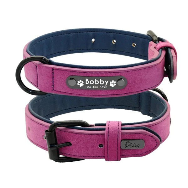 Custom Engraved Leather Dog Collar - Personalized with Your Pet's Name - PawsMartOnline