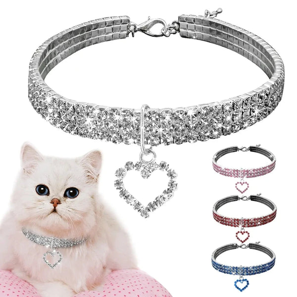 Bling Rhinestone Cat Collar - Adjustable, Stylish, and Comfortable - PawsMartOnline