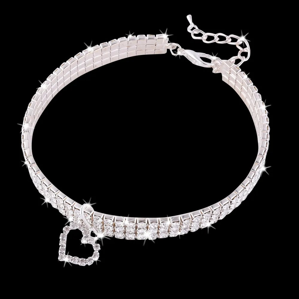 Bling Rhinestone Cat Collar - Adjustable, Stylish, and Comfortable - PawsMartOnline White / Small