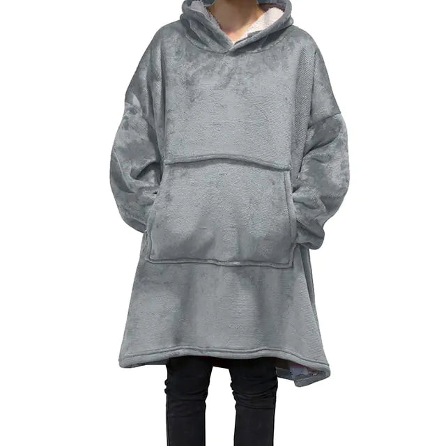 Blanket Hoodie – Oversized Blanket Hoodie with Pockets, One Size