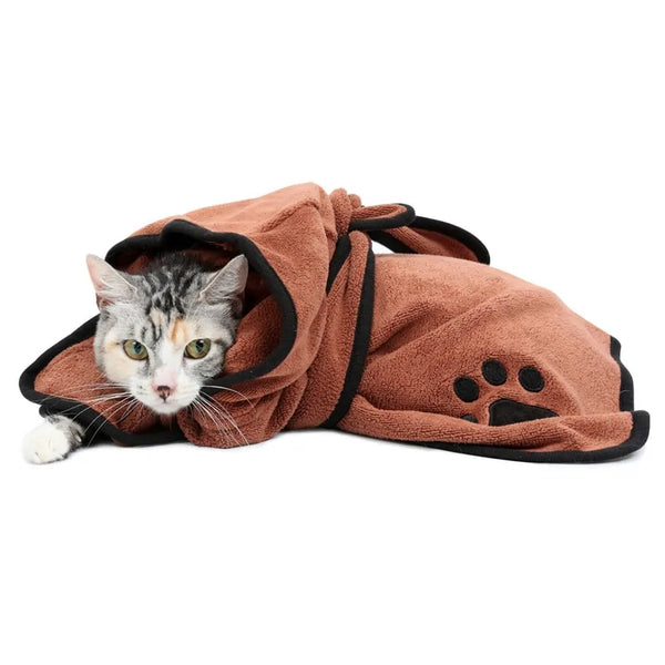 Cat wrapped up in- Microfiber Pet Towel