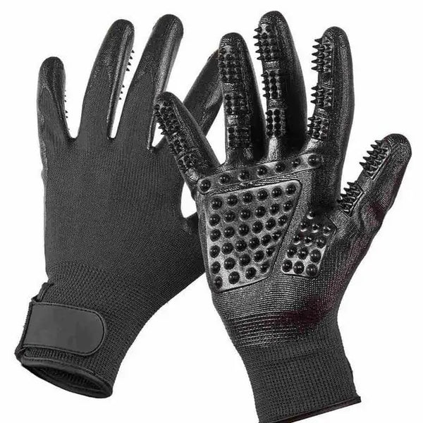 Gentle Dog and Cat Grooming Gloves - PawsMartOnline Black / 1 Pair