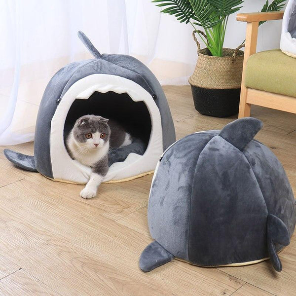 Cozy Shark-Shaped Pet Bed with Removable Cushion - PawsMartOnline Pets