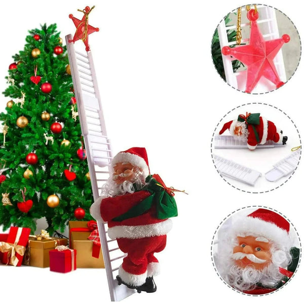 Climbing Santa Claus – Musical Ladder Ornament, Festive Decor - PawsMartOnline Default Title