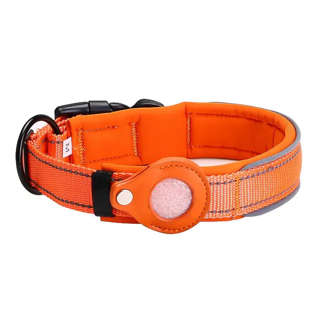 Air Tag Dog Collar - Adjustable, and Comfortable - PawsMartOnline Orange / S(11.8-14.5in)