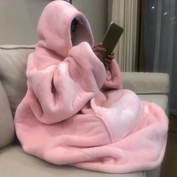 Blanket Hoodie – Oversized Blanket Hoodie with Pockets, One Size