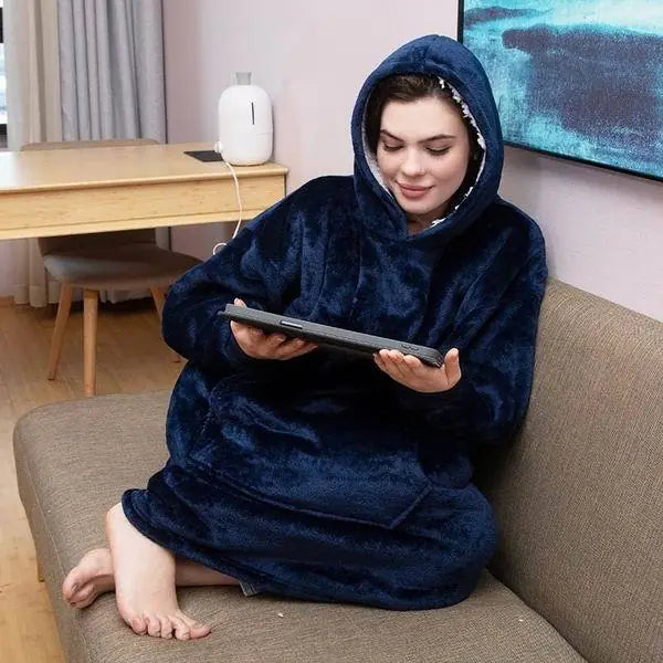 Blanket Hoodie – Oversized Blanket Hoodie with Pockets, One Size