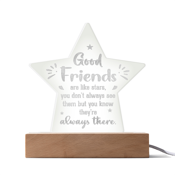 Star-Shaped Friendship Plaque – Engraved Acrylic LED Gift