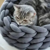 Plush Cat Basket Bed – Soft, Cozy - PawsMartOnline Dark Gray / 11.8