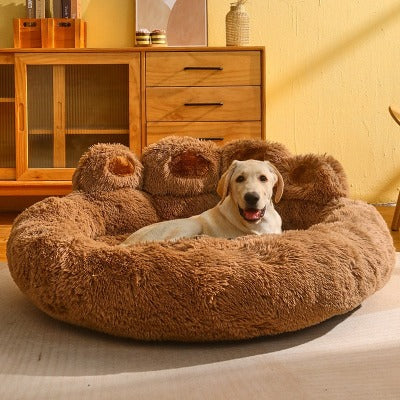 Brown PlushNest Washable Dog Bed